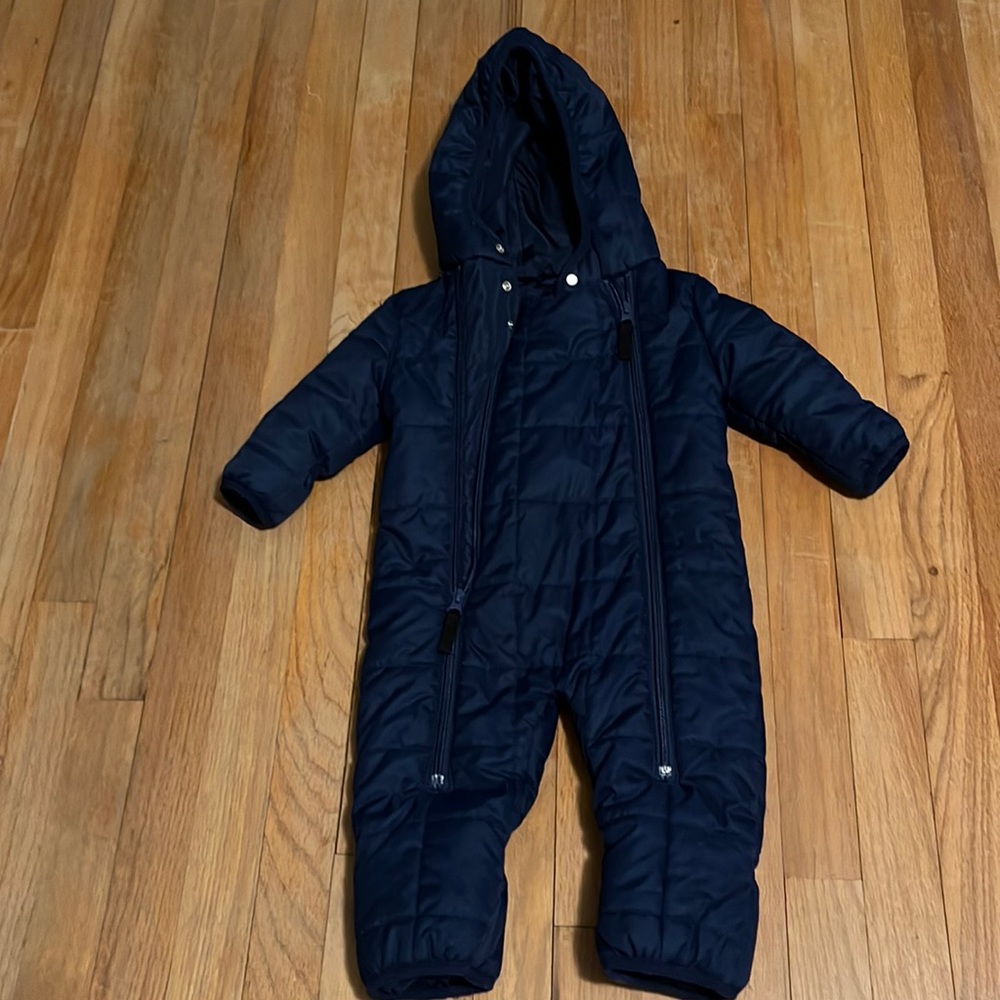 Navy blue Rugged Bear toddler zip front hooded snowsuit